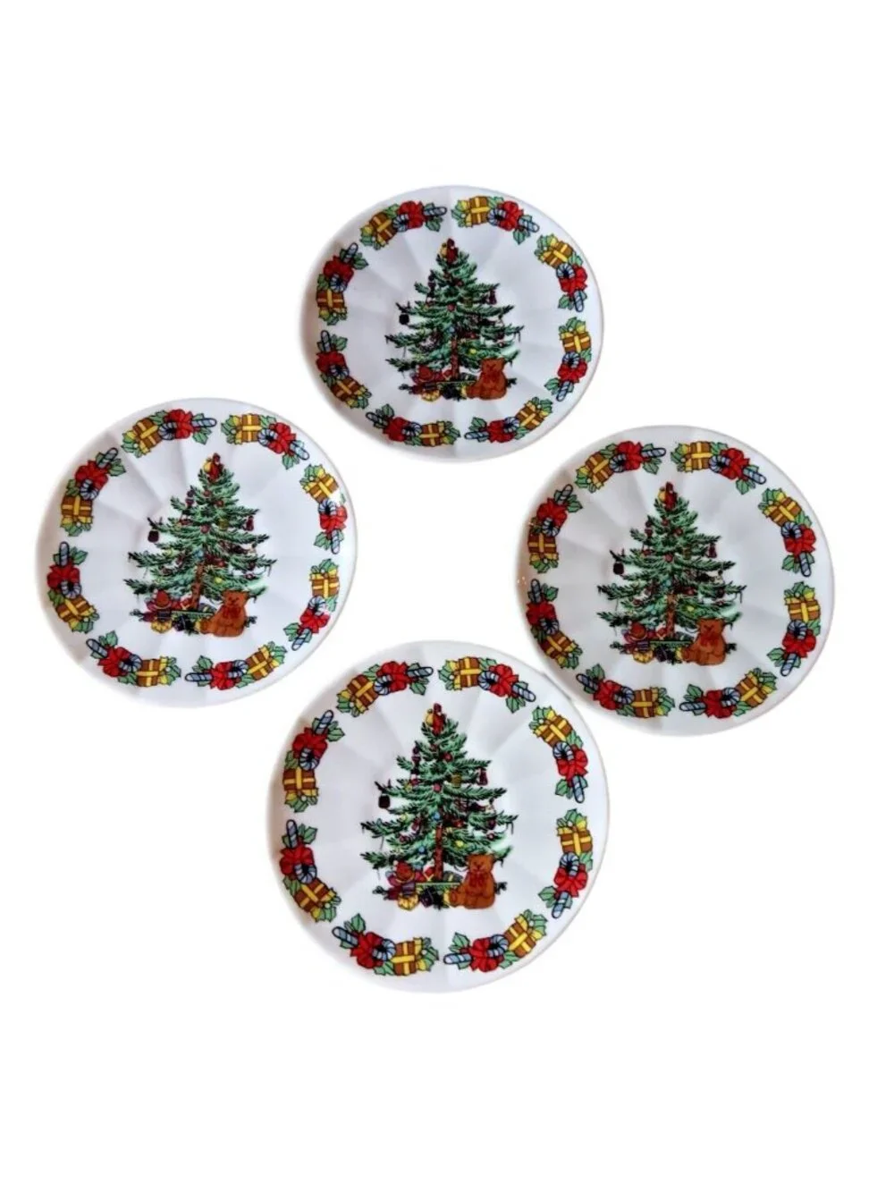 Formalities By Baum Bros Christmas Tree Tea Set & Plates For 4 - Ceramic Holiday